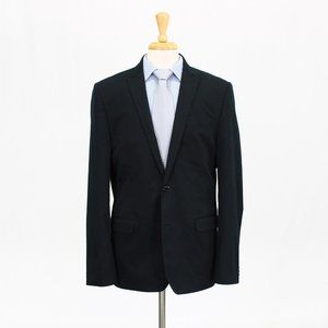 Express 44L Black Solid Cotton Blend 2-Button Sport Coat Blazer Jacket B…